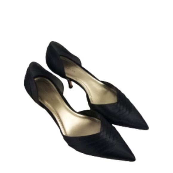 ANN Taylor Veronica Black Satin Pointed Toe Heels - Picture 5 of 8
